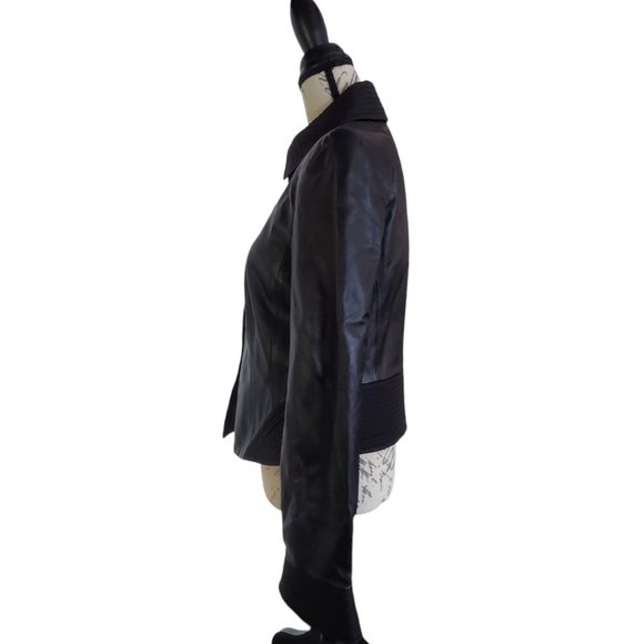 ARMANI COLLEZIONI Women's Black Leather Peplum Jacket Size 8 - Picture 6 of 11